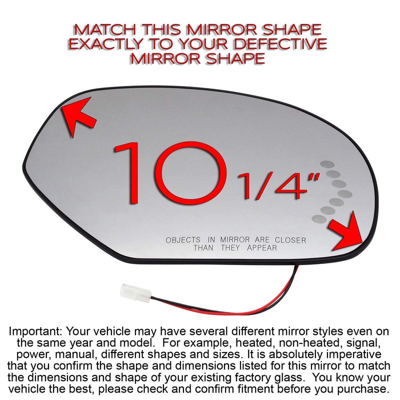 Rugged TUFF Passenger Right Side Mirror Glass For 2007-2014 Chevrolet Avalanche Silverado Suburban Tahoe, GMC Sierra Yukon XL, Cadillac Escalade LED Turn Signal Heated Mirrors 15886197 - Image 2